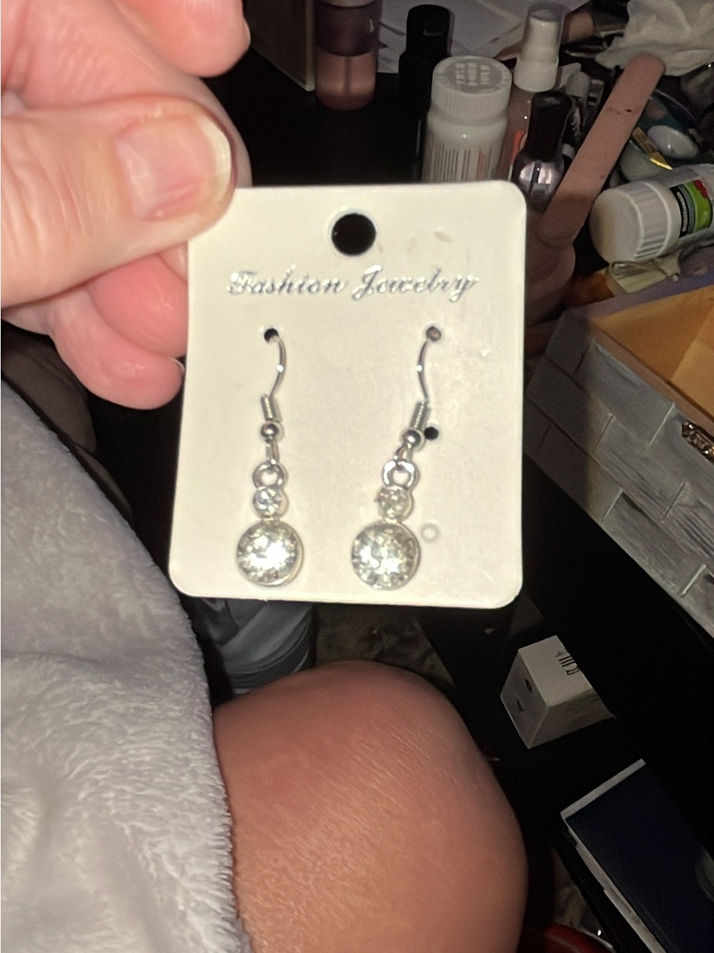 ❤️5 for $15 Fashion Jewelry Silver Clear Crystal Dangle Earrings